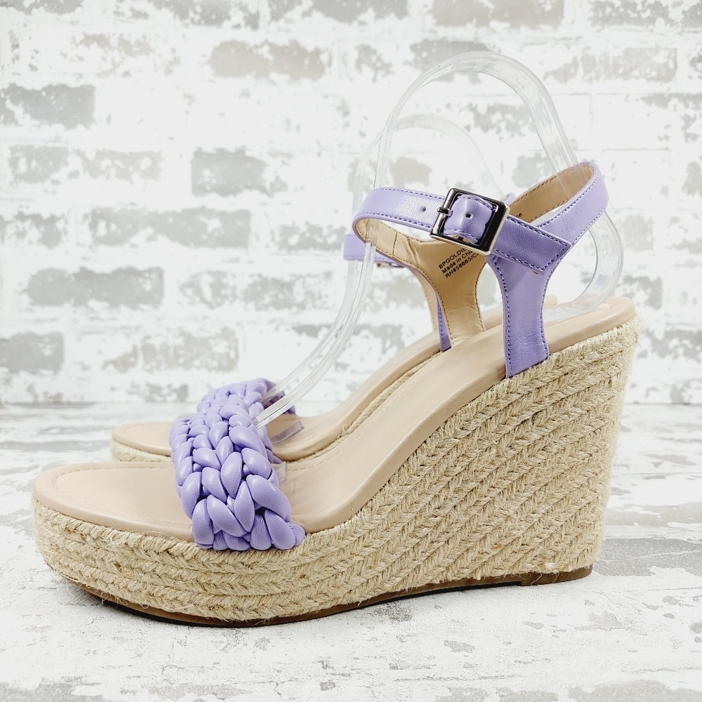 bp Lavender Braided Espadrille Wedge Sandals